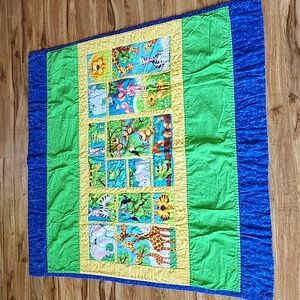 Jungle animal themed handmade quilted blanket